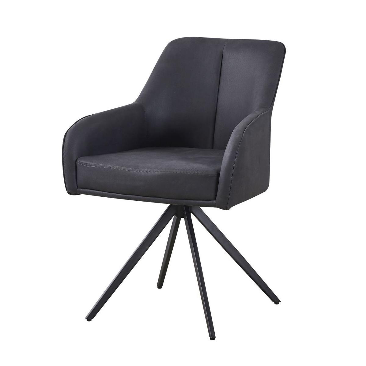 Armlehnstuhl Zwei Schwarz B: 62 cm - Schwarz, MODERN, Holz/Textil (62/83/62cm) - Livetastic