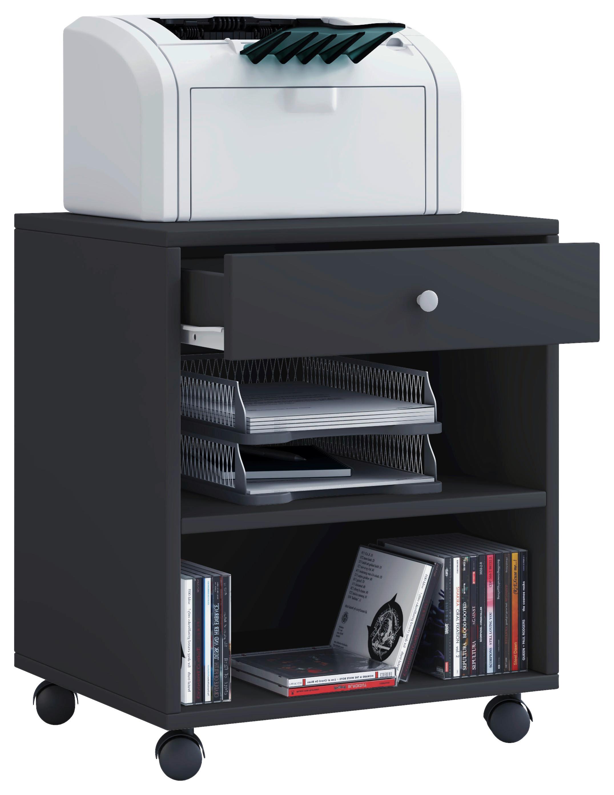 Rollcontainer Schwarz/Weiß Salda BxHxT: 45x54x38 cm - Schwarz, Basics, Holzwerkstoff/Kunststoff (45/54/38cm) - MID.YOU