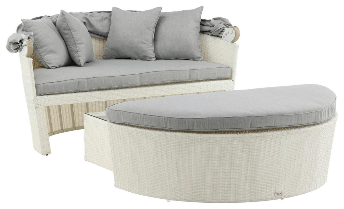 Sonneninsel Padova - Weiß, KONVENTIONELL, Kunststoff (153/72/76cm) - Gardenson