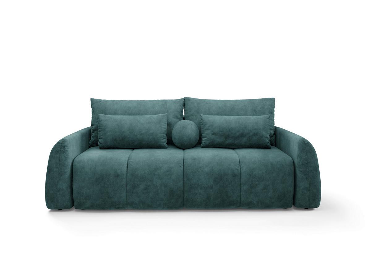 Schlafsofa Geronimo Petrol B: 252cm - Petrol/Schwarz, Design, Textil (252/93/167cm) - Livetastic