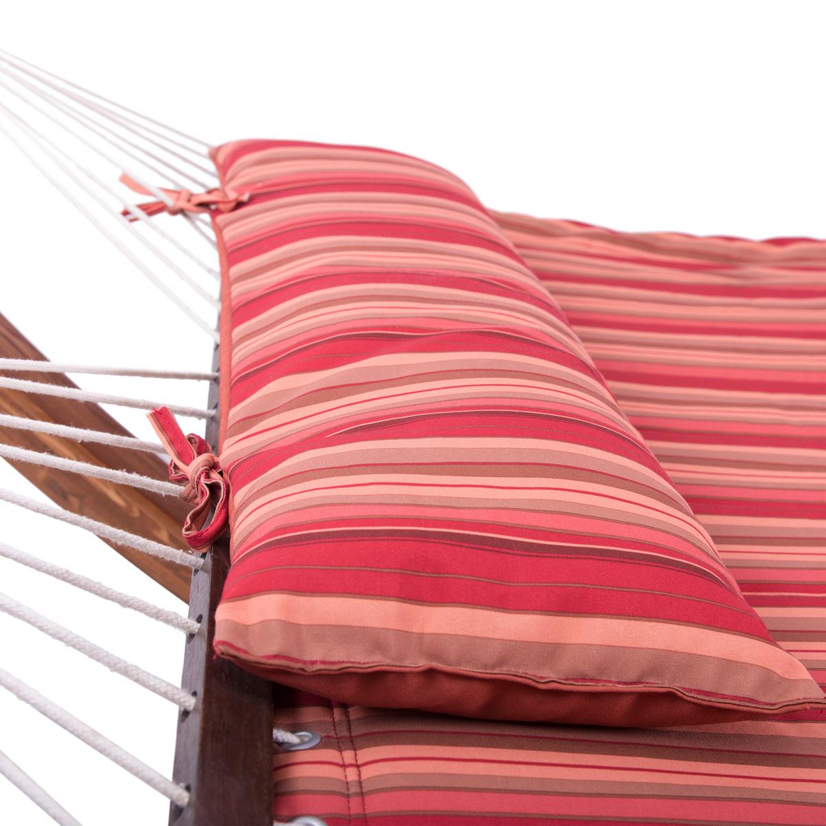 Hängemattengestell Hawaii Incl Matte - Rot/Lärchefarben, Basics, Holz/Textil (320/120/130cm) - Ambia Garden
