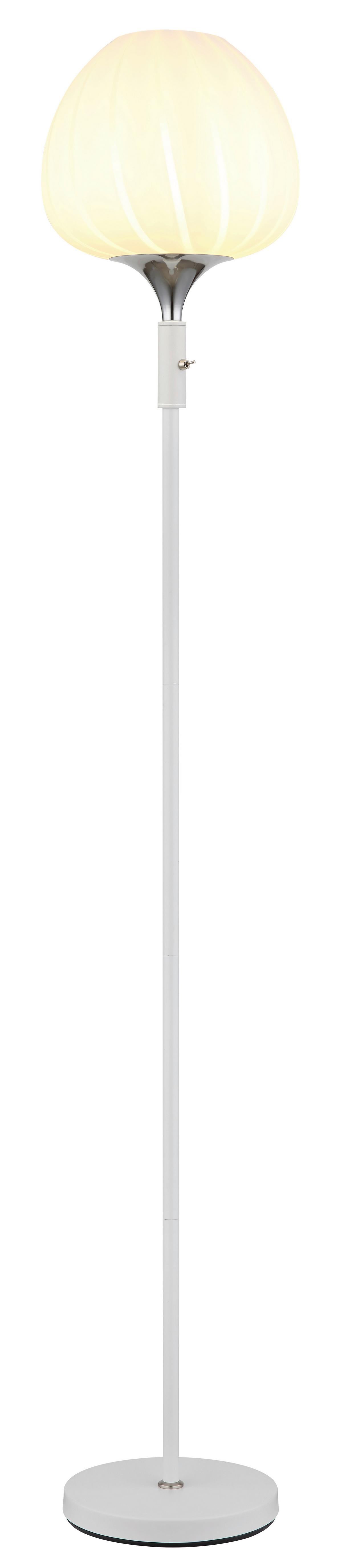 Stehleuchte 15548s2w - Chromfarben/Weiß, KONVENTIONELL, Glas/Metall (29/165cm) - Globo