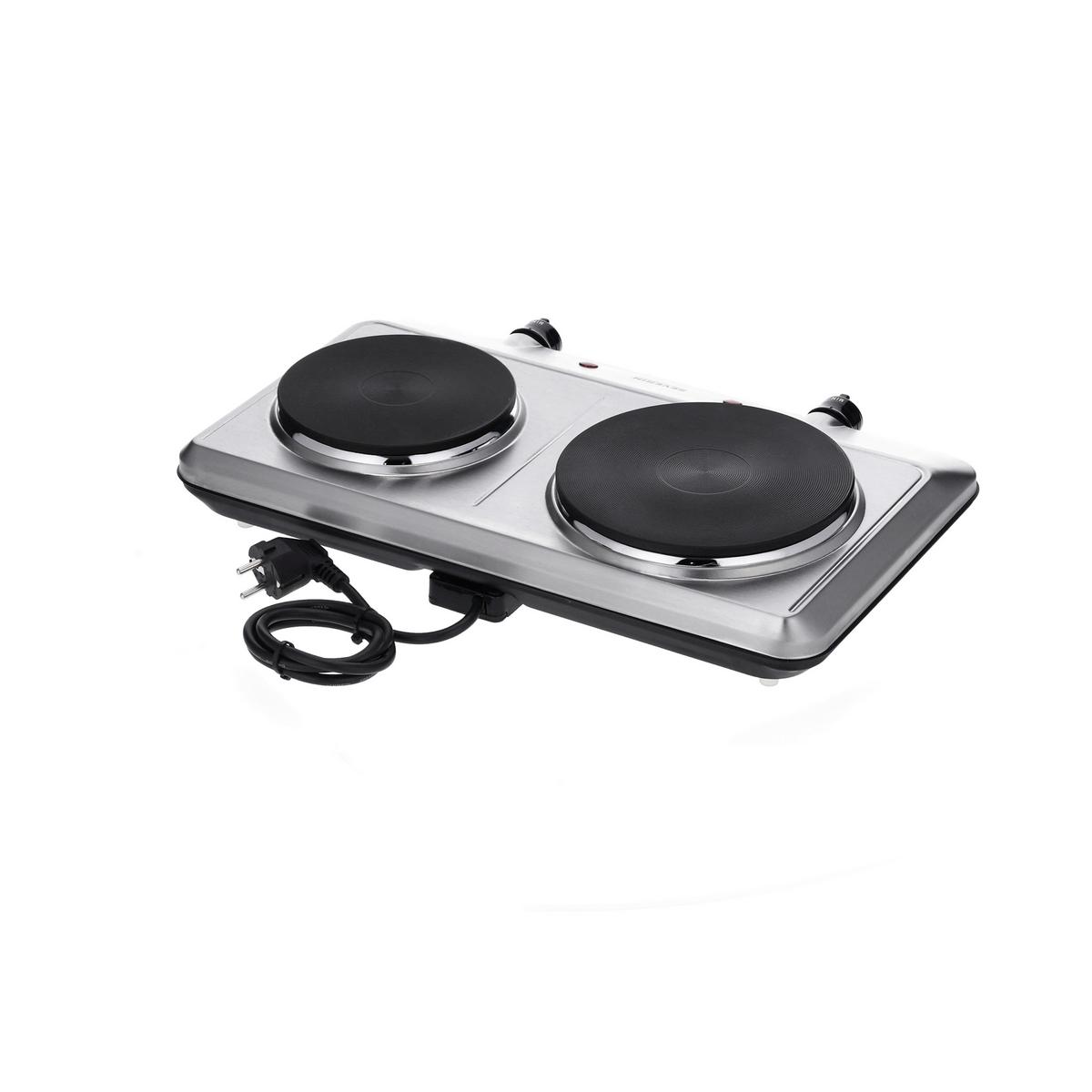 Doppel-kochplatte Elektro-Edelstahl 2.500 W - Edelstahlfarben, MODERN, Metall (46/29/7,7cm)