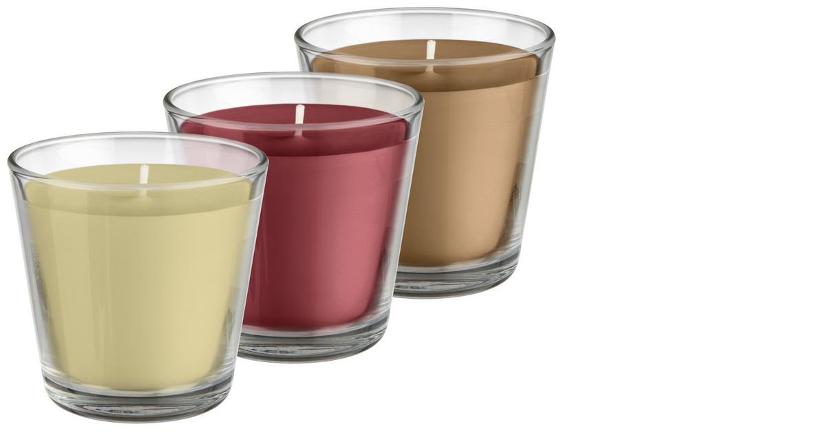 Teelichtset Anja - Hellbraun/Weinrot, KONVENTIONELL, Karton/Glas - Luca Bessoni