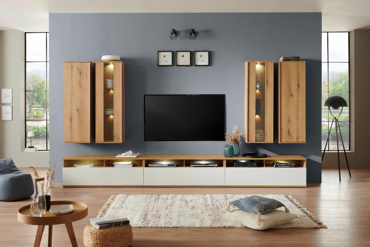 ZÁVĚSNÁ SKŘÍŇKA POWER - barvy dubu, Moderní, kompozitní dřevo (42,2/129,8/32cm)