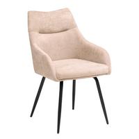 Armlehnstuhl Dali Beige B: 60 cm - Beige/Schwarz, Basics, Textil/Metall (60/86/55cm) - Livetastic