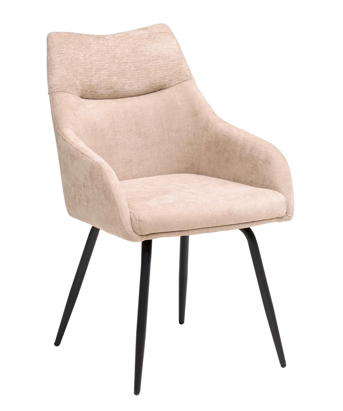 Armlehnstuhl Dali Beige B: 60 cm - Beige/Schwarz, Basics, Textil/Metall (60/86/55cm) - Livetastic