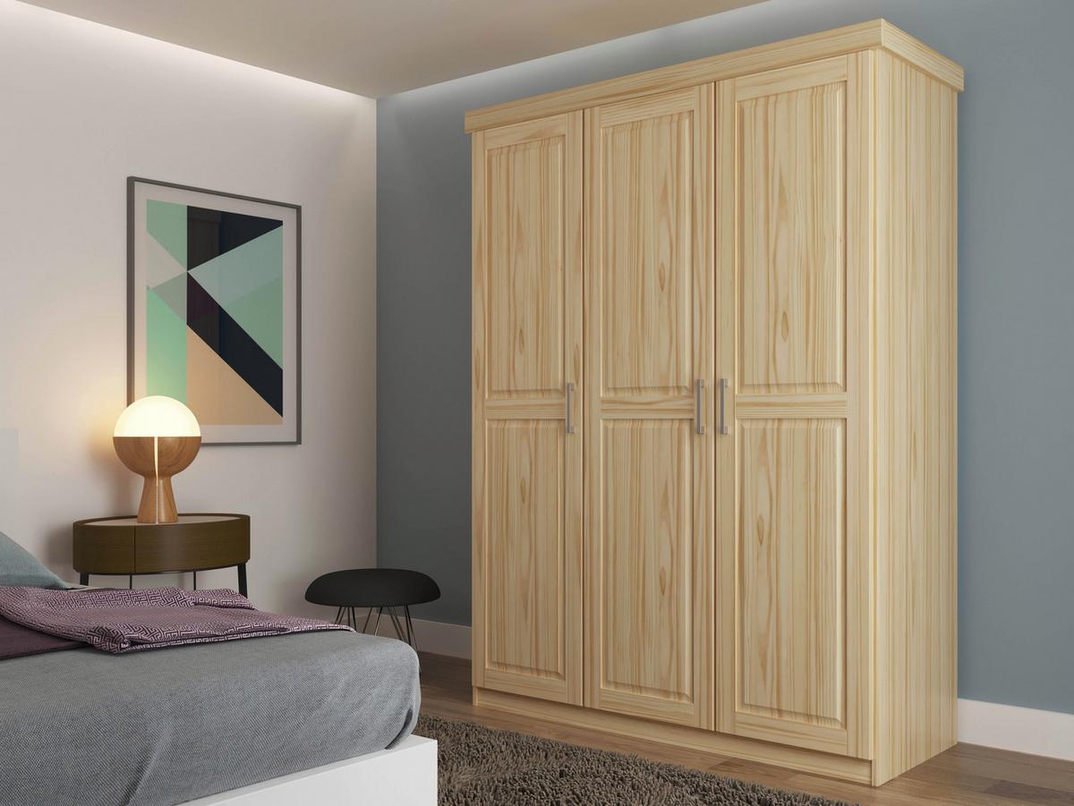 Drehtürenschrank Massiv 140cm Pelle, Kiefer Natur - Naturfarben, LIFESTYLE, Holz (140/190/55cm) - MID.YOU