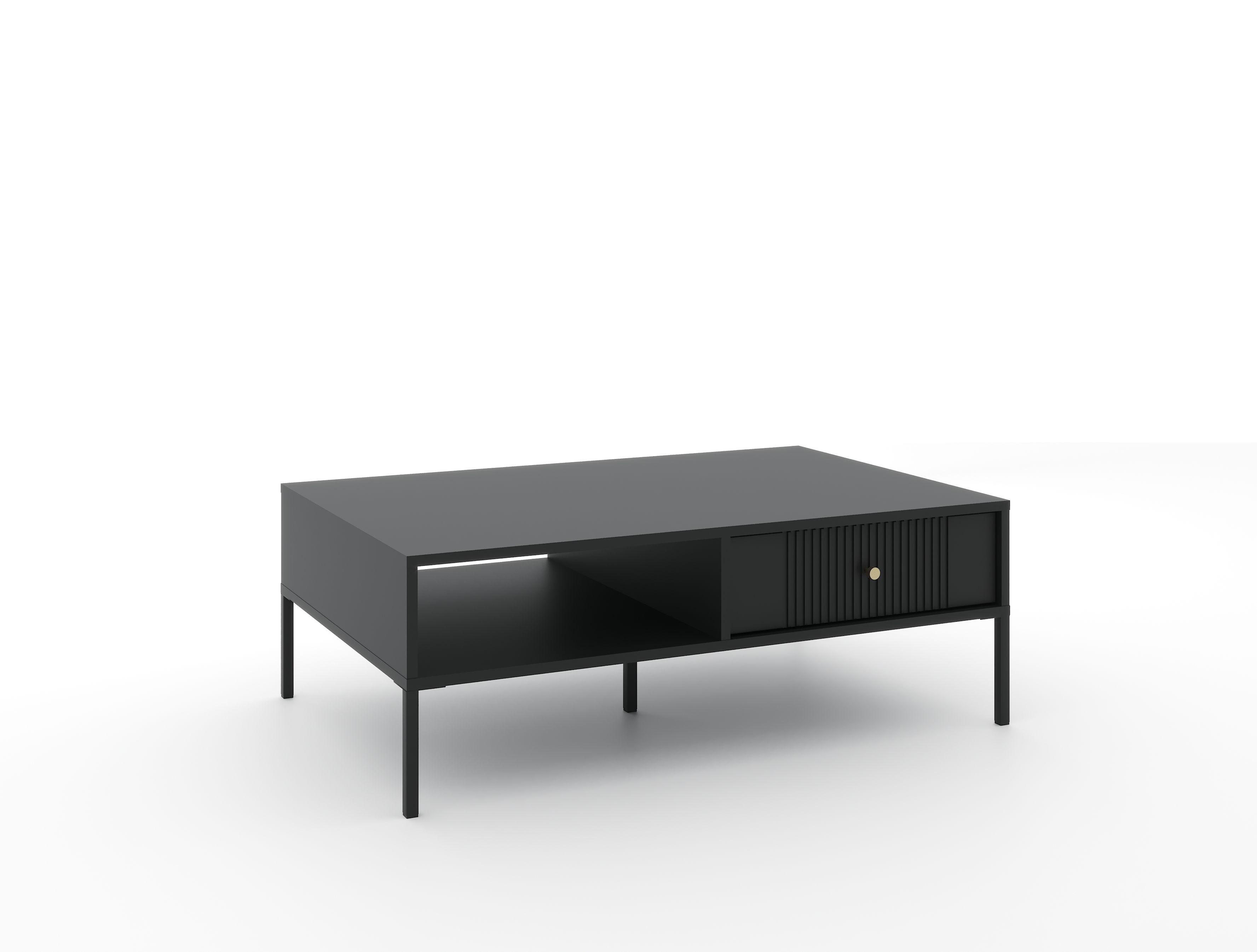 KONFERENČNÝ STOLÍK ISEO BLACK/BLACK/GOLD - čierna/zlatá, Design, kov/kompozitné drevo (104/37/68cm) - Based