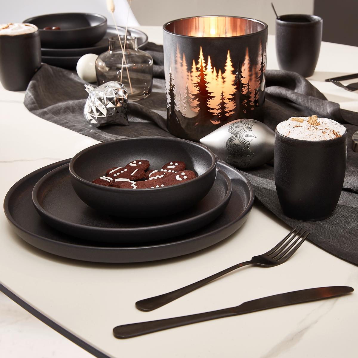 Kombinovaná souprava UNO BLACK II, 16-dílná - černá, Konvenční, keramika - Creatable