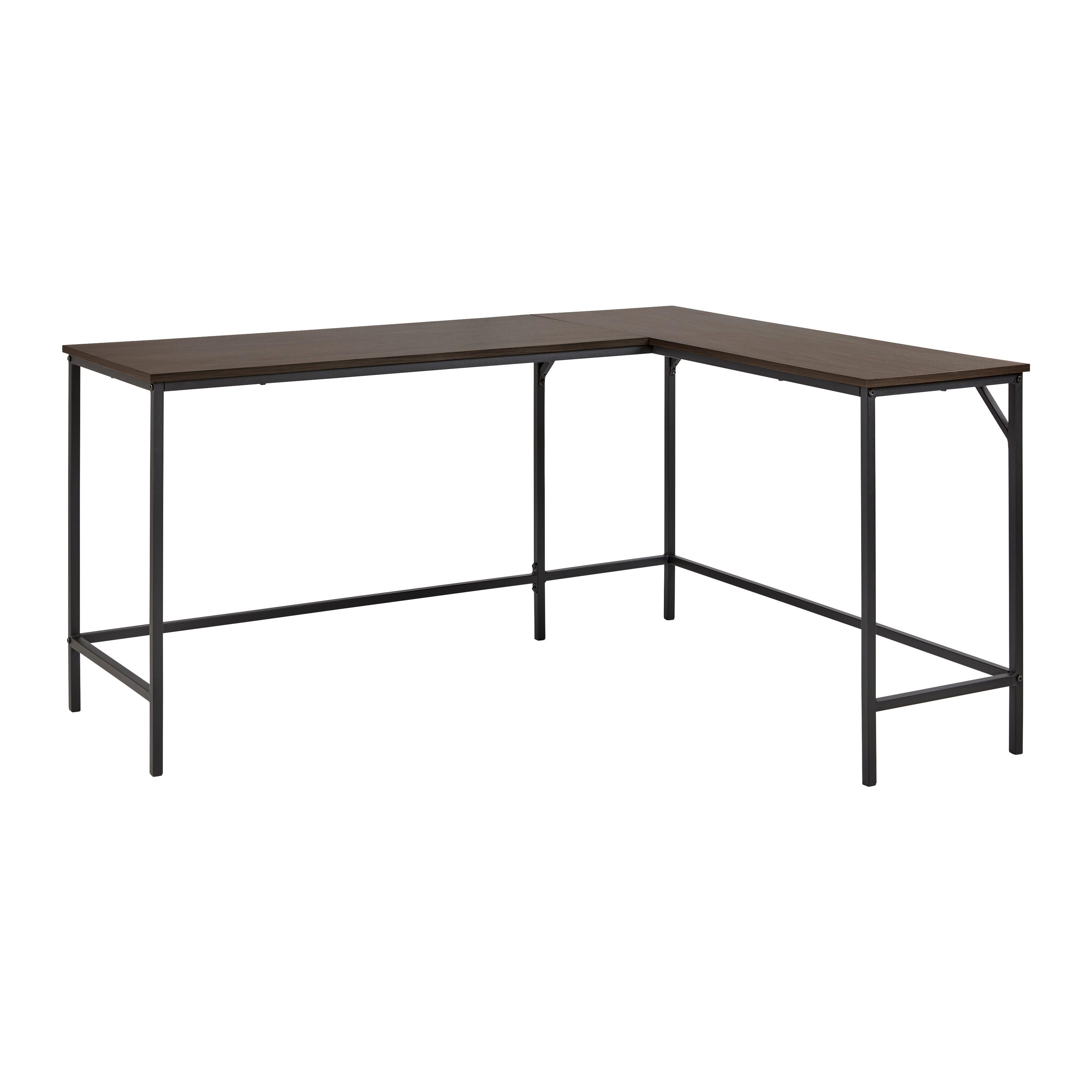 Písací stôl ANABELA - čierna/farba vlašského orecha, Modern, kov (120/150/50/75cm) - Bessagi Home