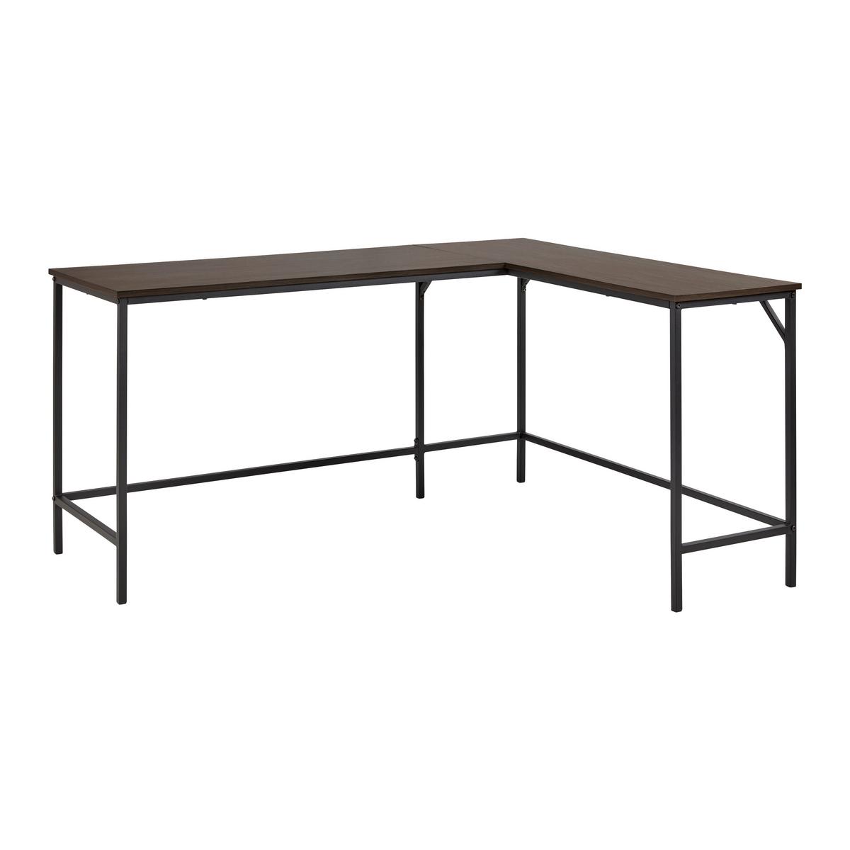 Písací stôl ANABELA - čierna/farba vlašského orecha, Modern, kov (120/150/50/75cm) - Bessagi Home