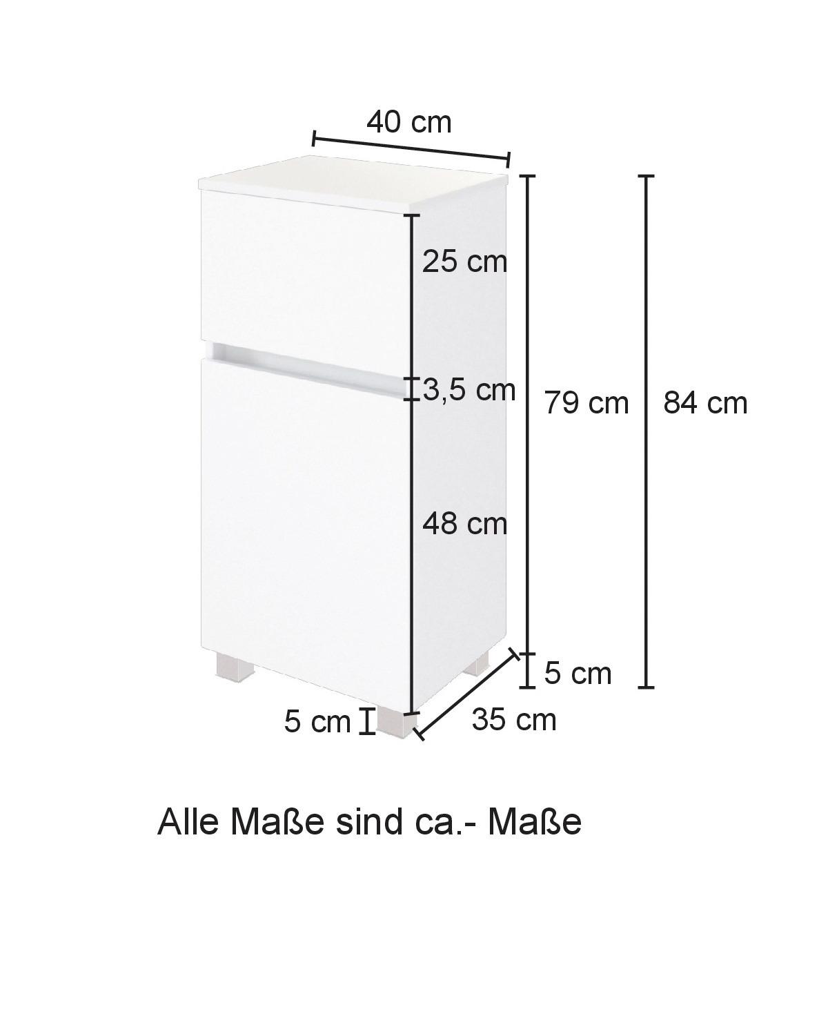 Unterschrank grifflos Helsinki B: 40cm Grau/Eiche Dekor - Eichefarben/Silberfarben, KONVENTIONELL, Glas/Holzwerkstoff (40/79/35cm) - Held