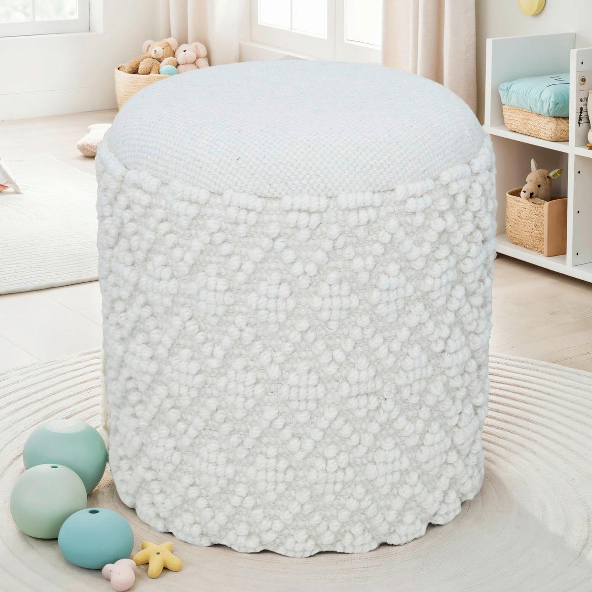 Hocker Weiß B: 40cm - Weiß, Basics, Textil (40/45/40cm) - Livetastic