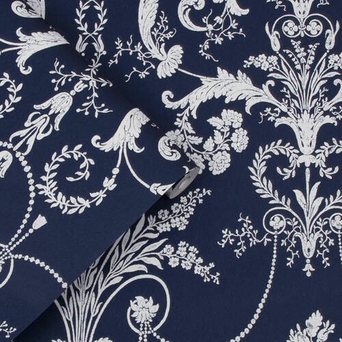 Vliestapete Josette Midnight - Blau, Basics, Papier/Kunststoff (52/1000cm)