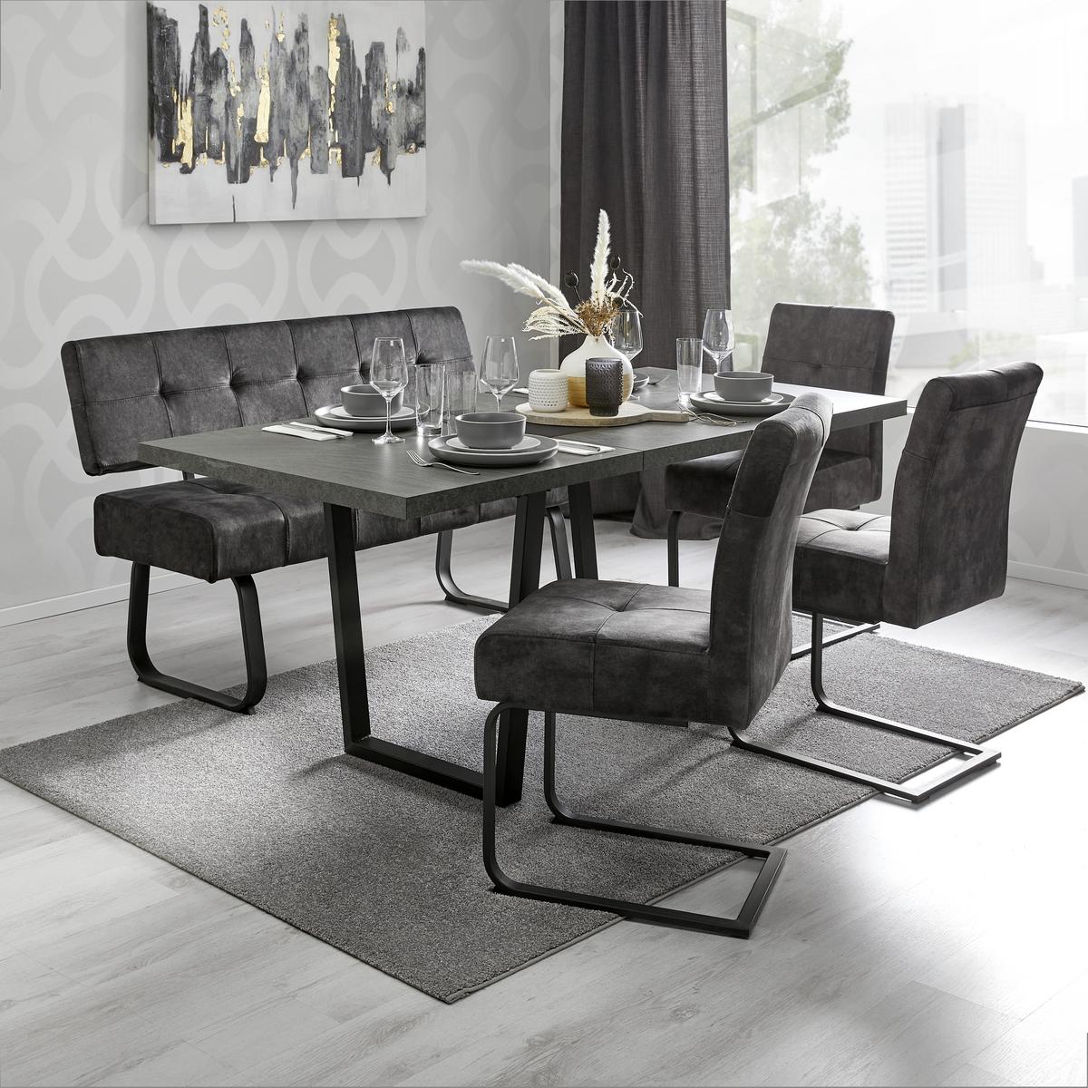 SEDACÍ LAVICE LUISE - antracitová, Moderní, kov/textil (140/90,5/64cm) - Mömax