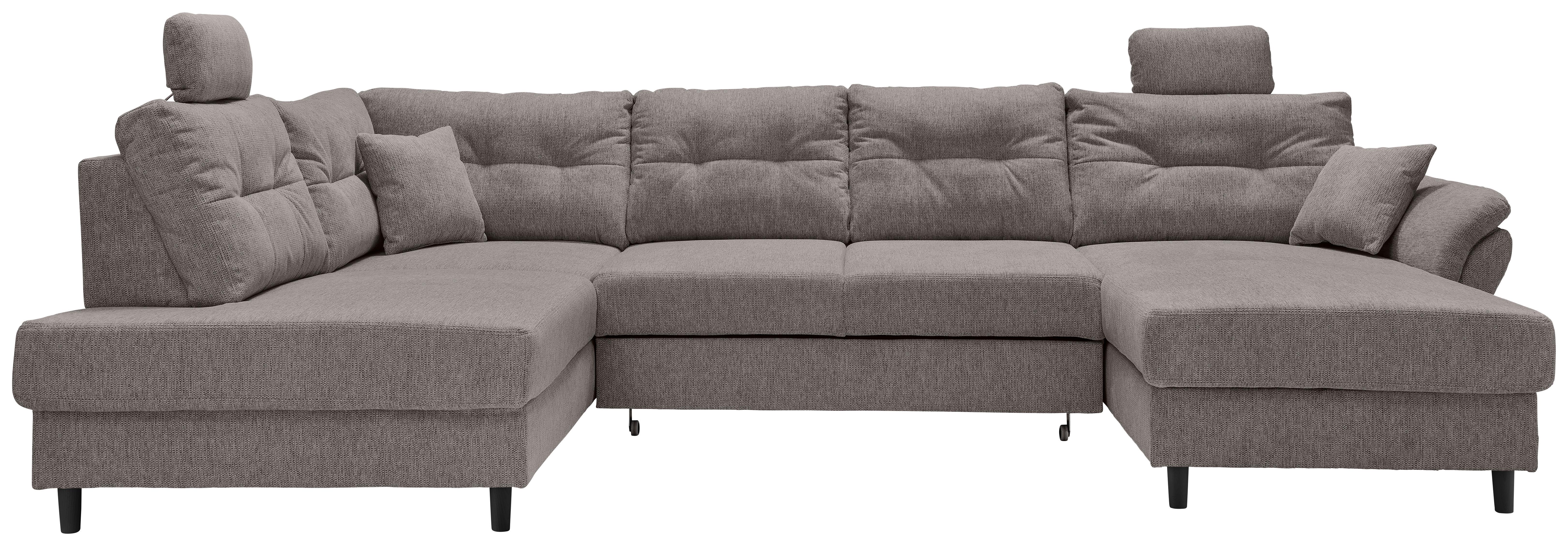 Wohnlandschaft Brizzini Graubraun U: 206x338x176 cm - Graubraun/Schwarz, MODERN, Textil (206/338/176cm) - Livetastic