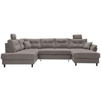 Wohnlandschaft Brizzini Graubraun U: 206x338x176 cm - Graubraun/Schwarz, MODERN, Textil (206/338/176cm) - Livetastic