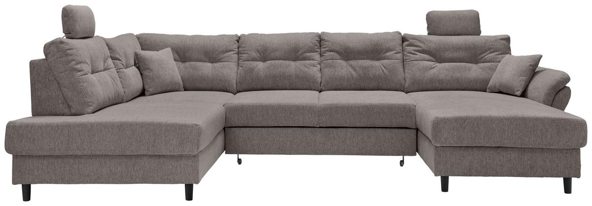 Wohnlandschaft Brizzini Graubraun U: 206x338x176 cm - Graubraun/Schwarz, MODERN, Textil (206/338/176cm) - Livetastic