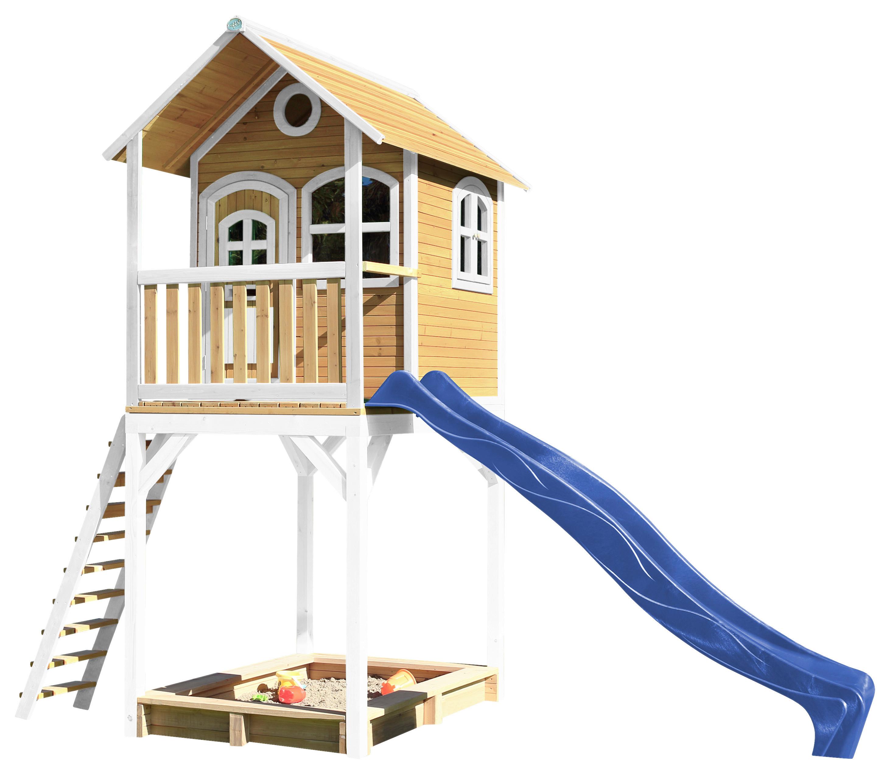 Spielhaus Romy Blau/braun/weiß B: 420 Cm - Blau/Braun, KONVENTIONELL, Holz/Kunststoff (420/320/191cm) - Ambia Garden