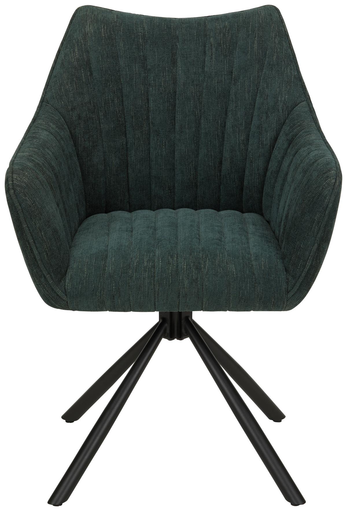 Židle s područkami Trient, zelená - černá/olivově zelená, Moderní, kov/textil (62/87/65cm) - Premium Living