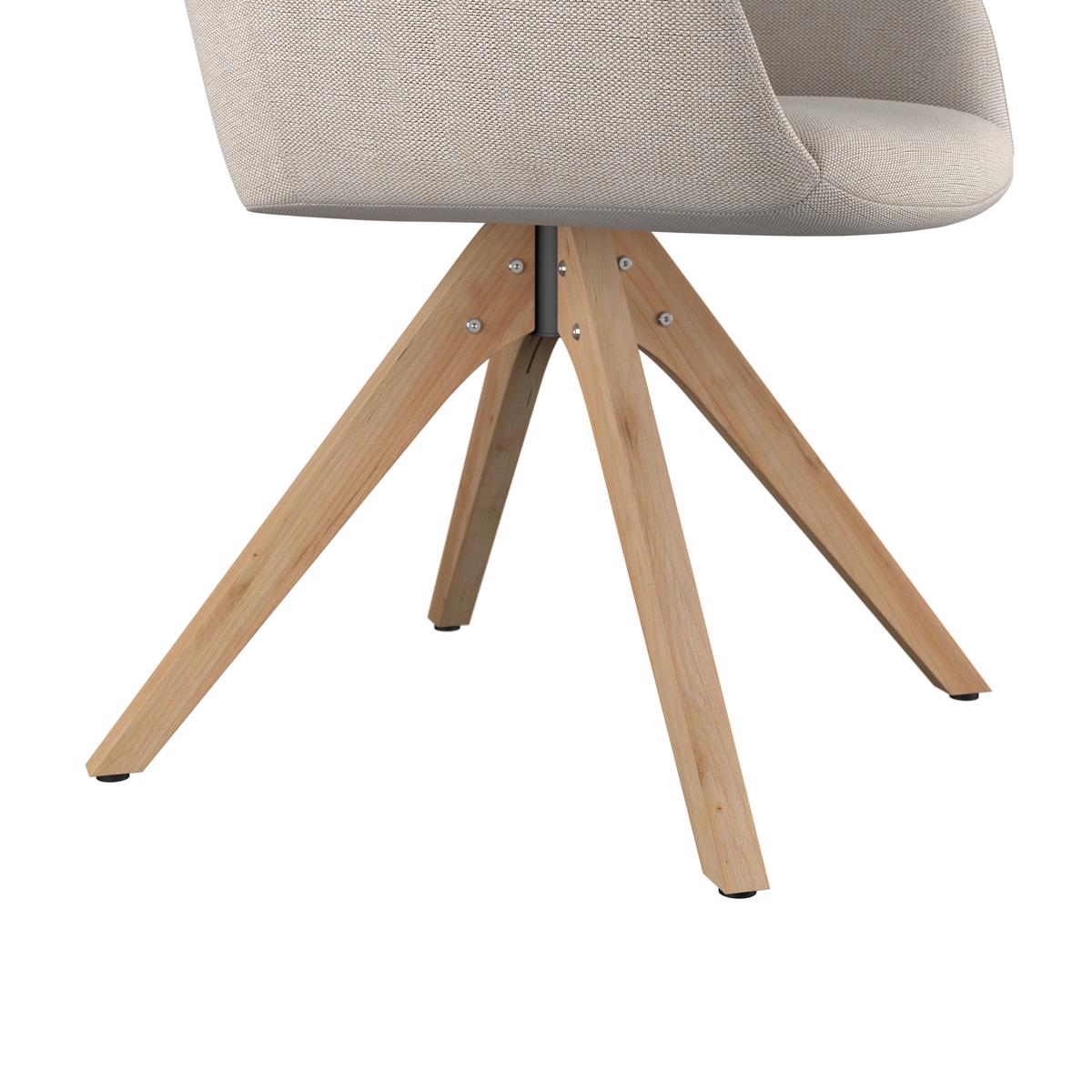 Armlehnstuhl Woody Webstoff beige, B: 64 cm - Beige/Naturfarben, Trend, Holz/Textil (64/83/61cm)