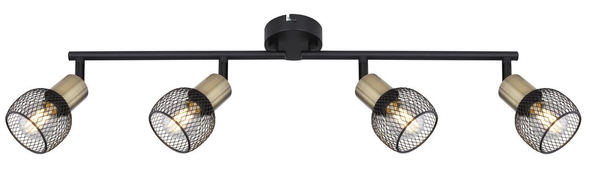 Strahler Fiastra 4-Flammig verstellbar L: 60 cm - Schwarz, Basics, Metall (60/8/15cm) - Globo