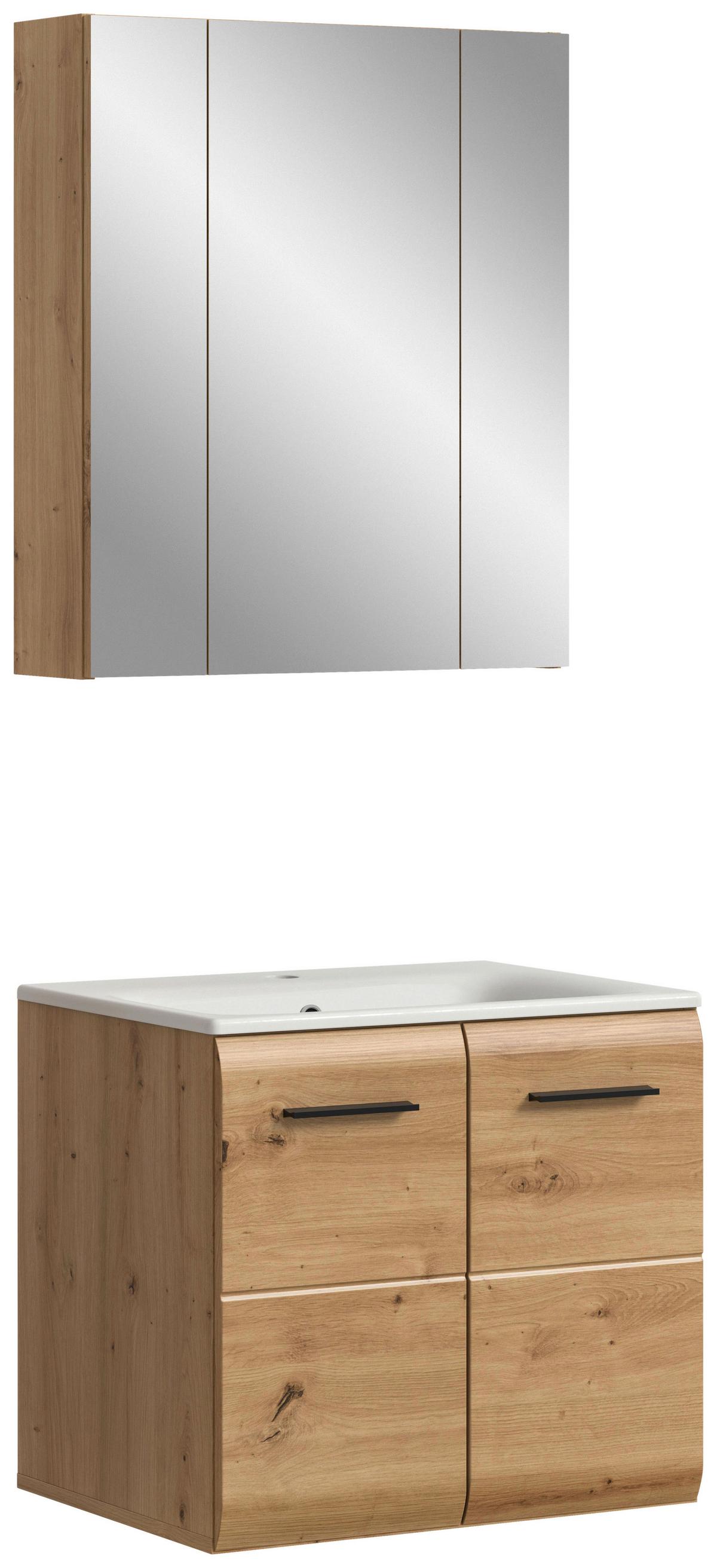 Badezimmer Ice Eiche Artisan Dekor B: 60cm - Eiche Artisan/Weiß, Basics, Keramik/Holzwerkstoff (60cm) - MID.YOU