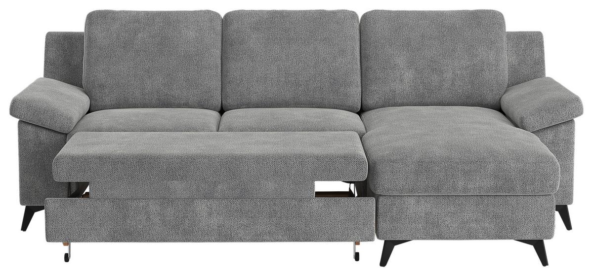 Ecksofa Boom, Grau S: 245x156 cm - Schwarz/Grau, KONVENTIONELL, Textil (245/156cm) - Cotta