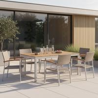 Gartengarnitur 5-tlg. Silano Alu/holz/kunststoff - Beige/Silberfarben, ROMANTIK / LANDHAUS, Holz/Kunststoff - Gardenson