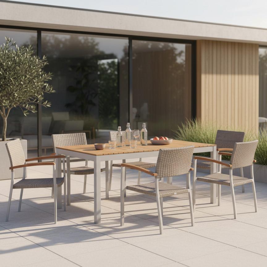 Gartengarnitur 5-tlg. Silano Alu/holz/kunststoff