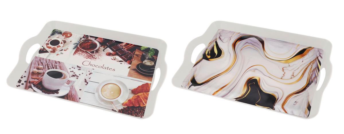 Serviertablett Benita - Multicolor/Weiß, Basics, Kunststoff (45/32/5cm) - Luca Bessoni