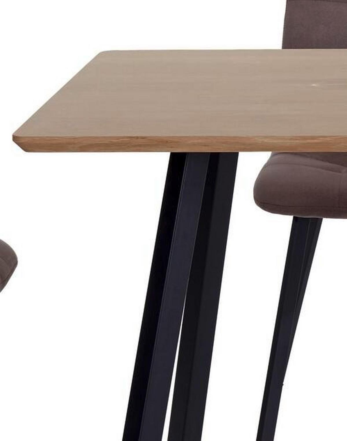 Jídelní set LECH - šedá/černá, Moderní, kov/kompozitní dřevo (140/76/80cm)