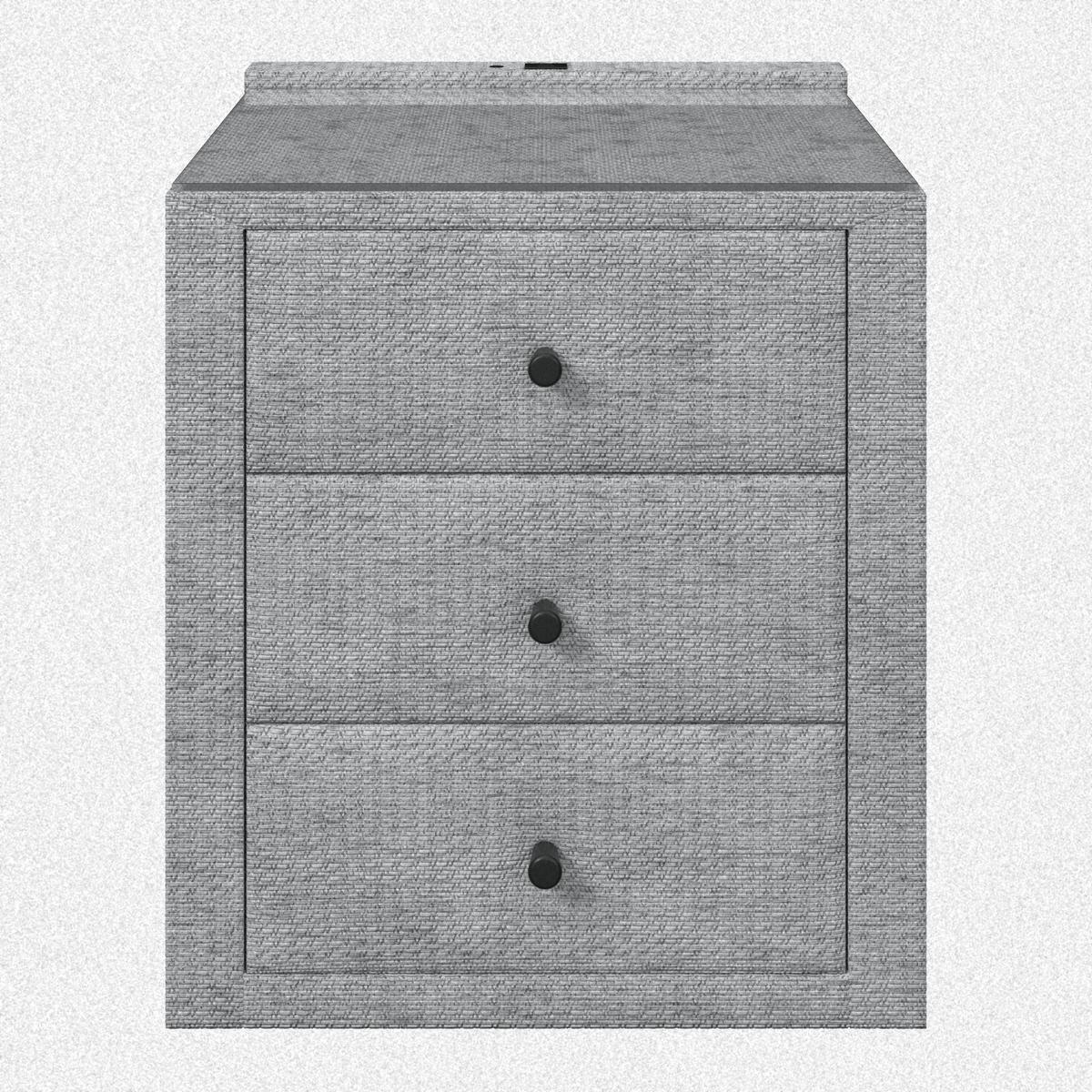 Nachtkästchen Brisbane I inkl. USB Anschluss B: 49,5cm - Grau, Trend, Glas/Holzwerkstoff (49,5/56,5/46cm) - Sembella