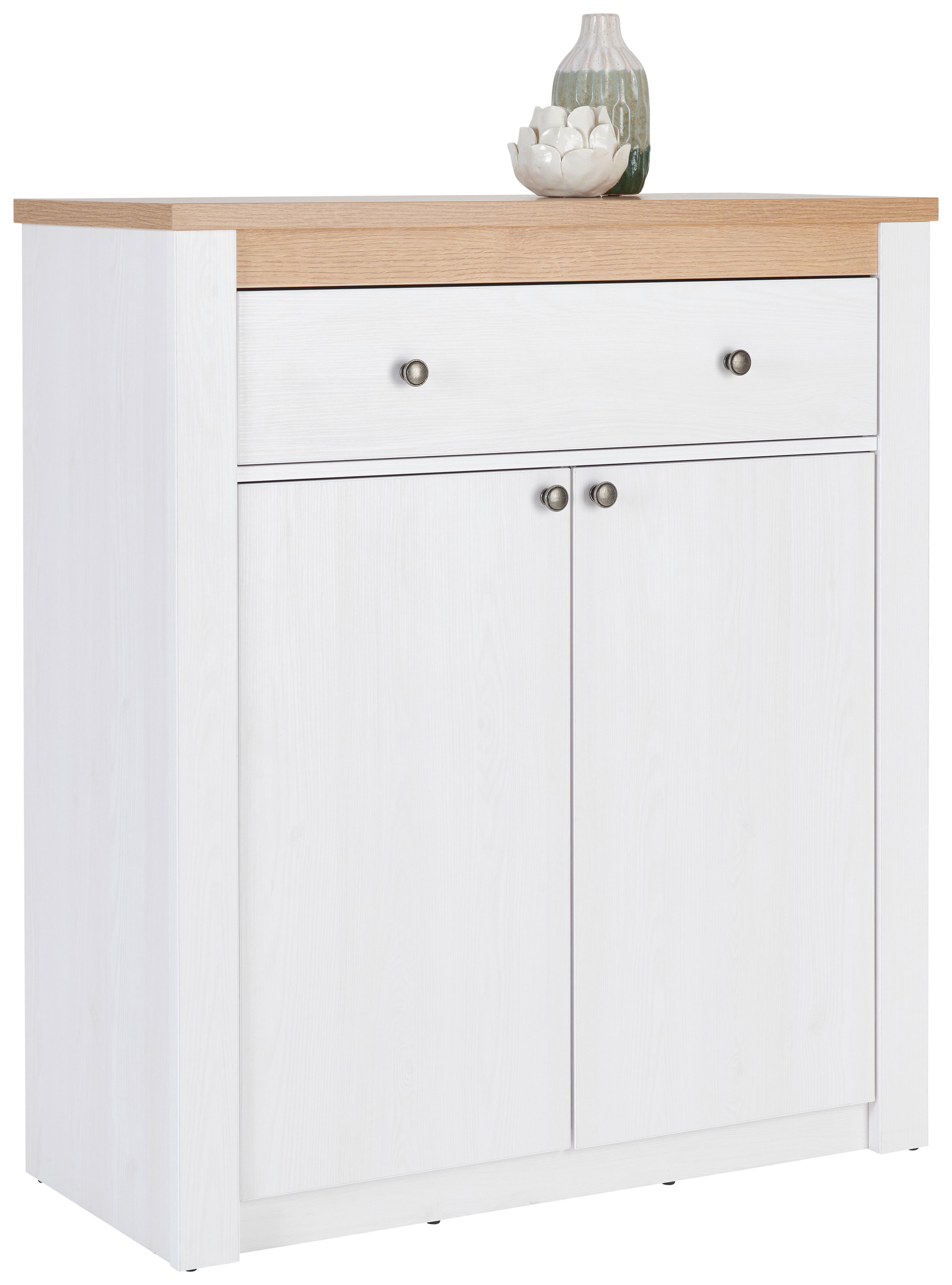 Schuhschrank Rovigio Weiß, Eiche-/Lärche Dekor B: 97 cm - Eichefarben/Lärchefarben, Basics, Holzwerkstoff (97/110,7/42,5cm) - Landscape