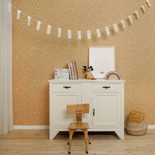 Vliestapete Wild Flowers Gelb - Gelb, Basics, Papier/Kunststoff (52/1005cm)