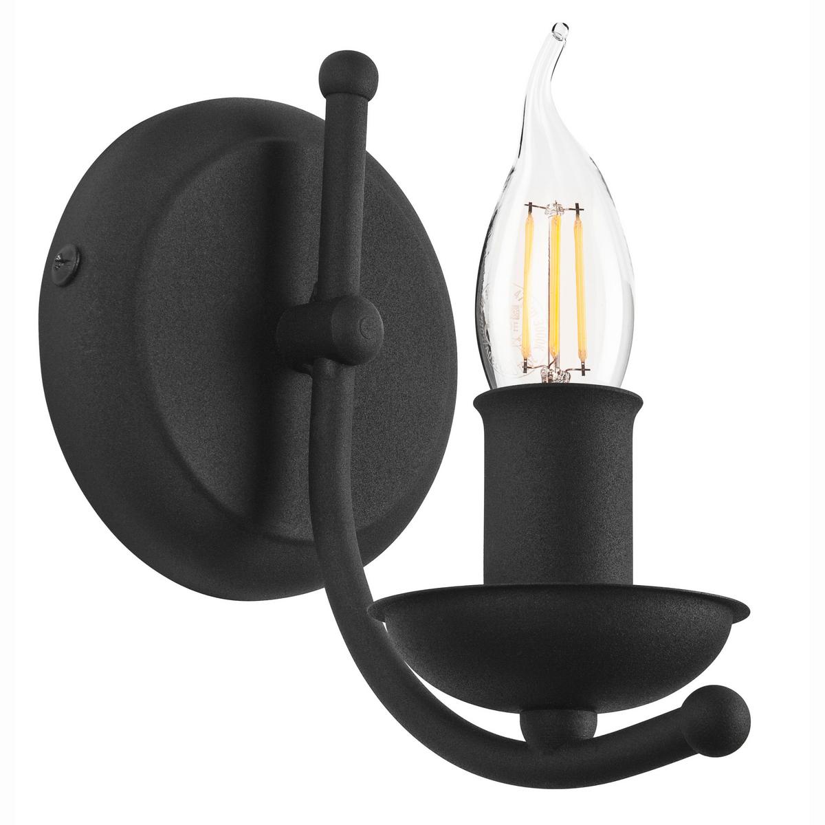 Wandleuchte 44132 Lucy - Schwarz Hochglanz, KONVENTIONELL, Metall (17/18cm)