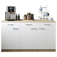 Küchenunterschrank Merle Weiß/Eiche Dekor B:150cm - Eichefarben/Weiß, Basics, Holzwerkstoff (150/85/60cm) - Respekta