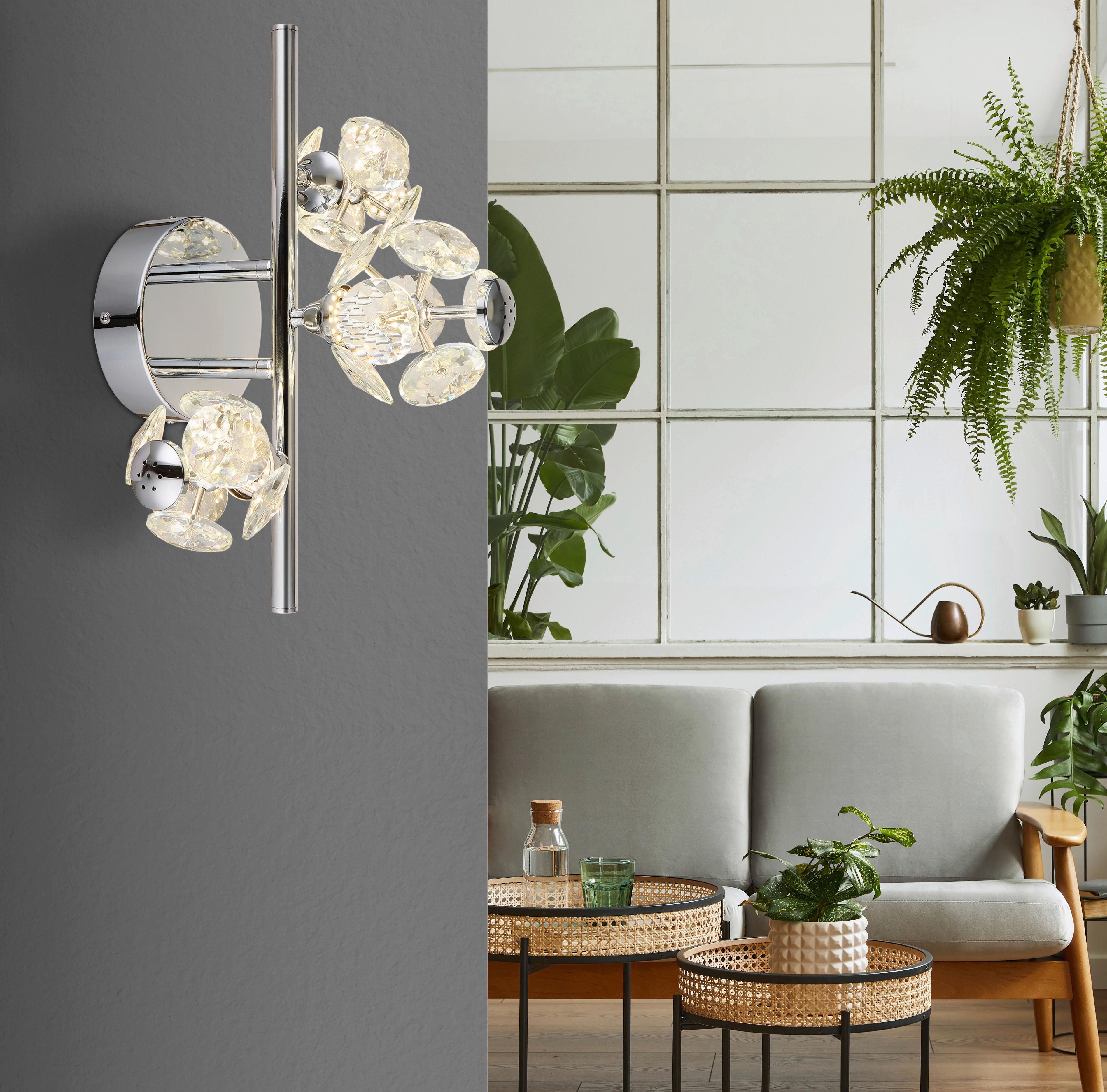 LED-Wandleuchte Virina Klar Chromfarben L:41cm - Klar/Chromfarben, KONVENTIONELL, Glas/Metall (41/33/27cm) - Globo