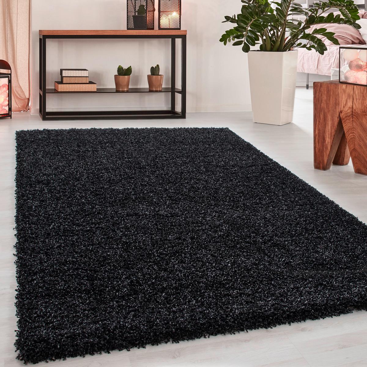 Hochflor Teppich Anthrazit Dream 80x150 cm - Anthrazit, KONVENTIONELL, Textil (80/150cm)