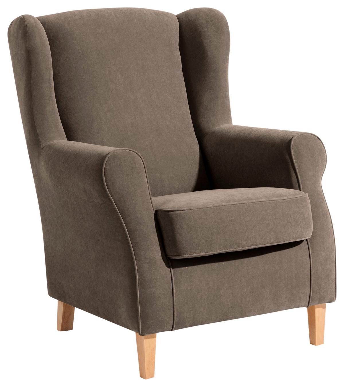 Ohrensessel Lorris - Hellbraun/Buchefarben, Design, Textil (77/103/86cm) - Max Winzer