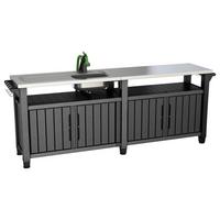ZAHRADNÍ BAROVÝ STŮL UNITY CHEF - barvy grafitu, Design, plast (237/90/52cm) - Ambia Garden