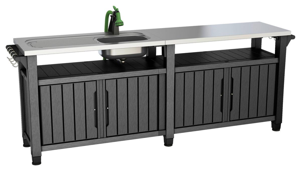 ZAHRADNÍ BAROVÝ STŮL UNITY CHEF - barvy grafitu, Design, plast (237/90/52cm) - Ambia Garden