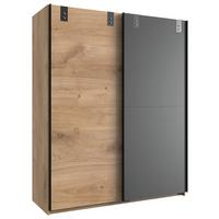 Schwebetürenschrank B: 135 cm Liverpool, Eiche Dekor/Graphit - Eichefarben/Graphitfarben, Design, Holzwerkstoff (135/198/64cm) - MID.YOU