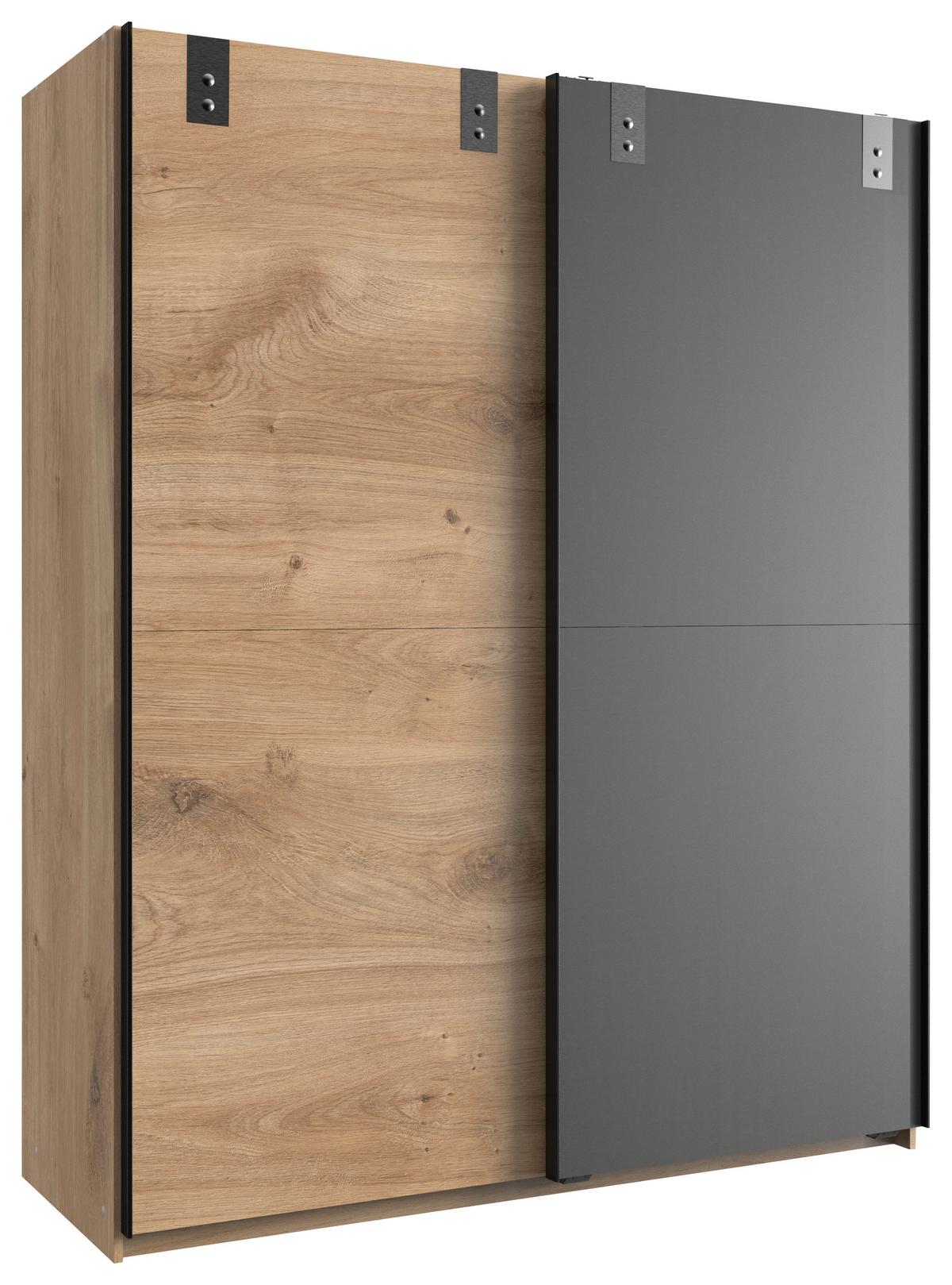 Schwebetürenschrank B: 135 cm Liverpool, Eiche Dekor/Graphit - Eichefarben/Graphitfarben, Design, Holzwerkstoff (135/198/64cm) - MID.YOU