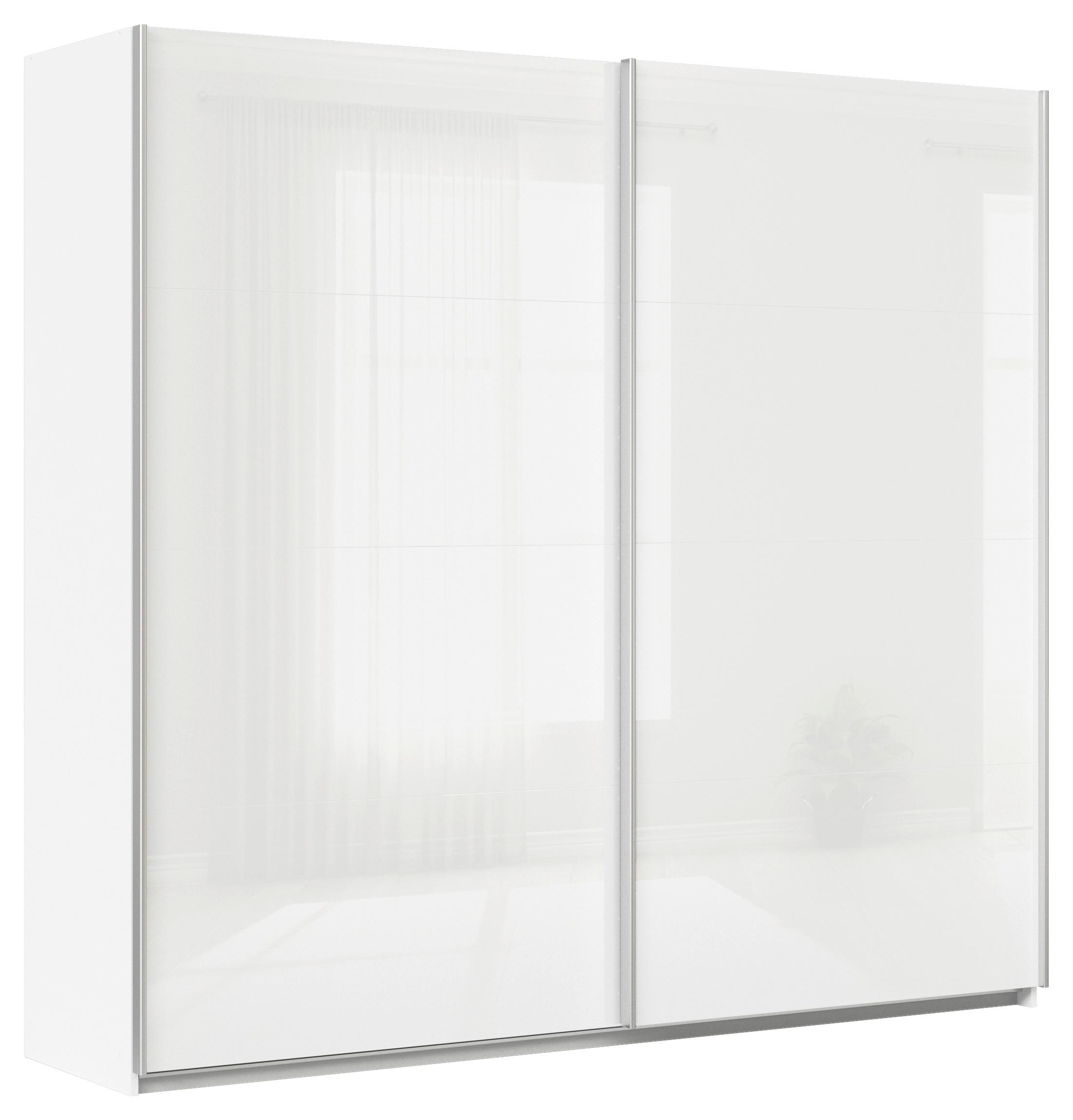 Tolóajtós Szekrény Feldkirch 225/210 Cm - magasfényű fehér/fehér, Modern, faalapú anyag/Üveg (225/210/62cm)