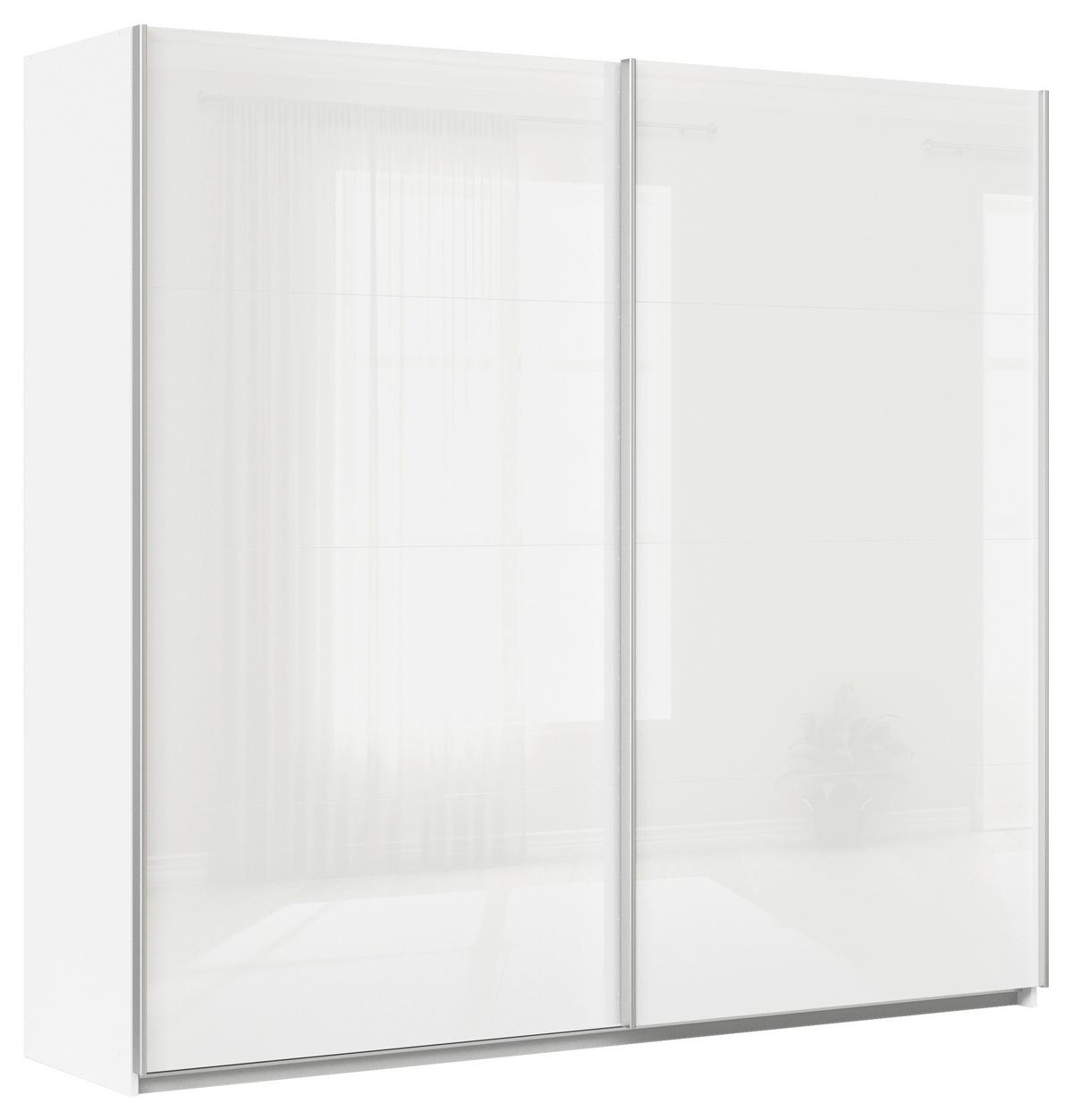 Schwebetürenschrank B: 225cm Feldkirch Weiß - Weiß Hochglanz/Weiß, MODERN, Glas/Holzwerkstoff (225/210/62cm)