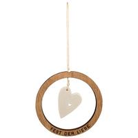 Závesná dekorácia KYLIE - biela/prírodná farba, Konventionell, kompozitné drevo/keramika (9,5/9,5/0,5cm) - Mömax
