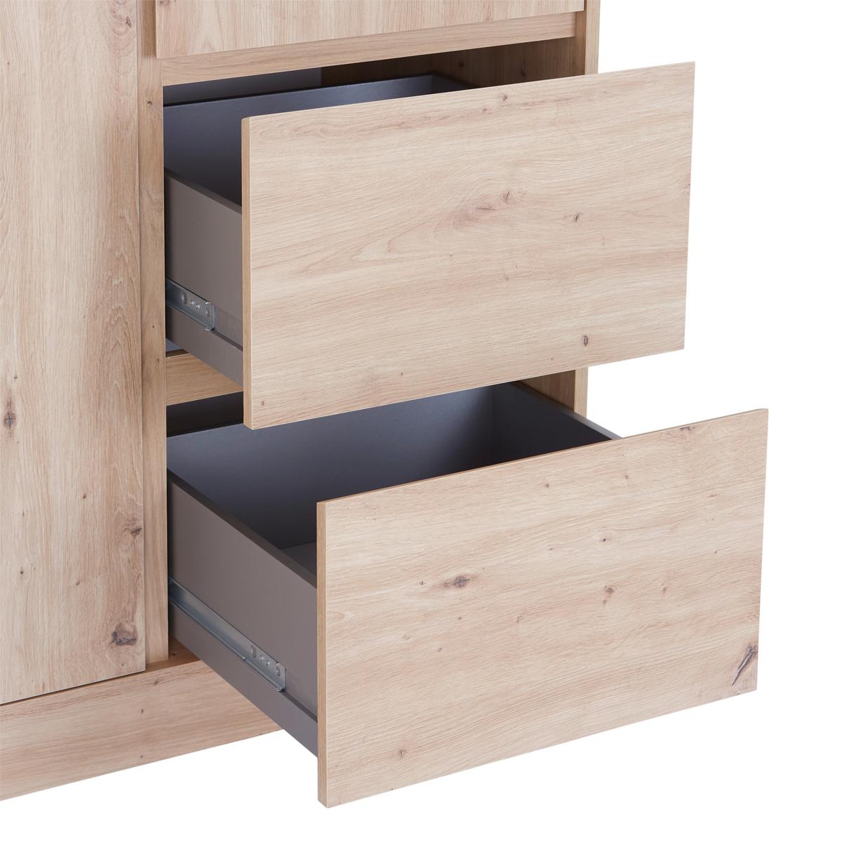 Kleiderschrank Basit - Eiche Artisan, KONVENTIONELL, Holzwerkstoff (146,8/205,5/56,6cm)