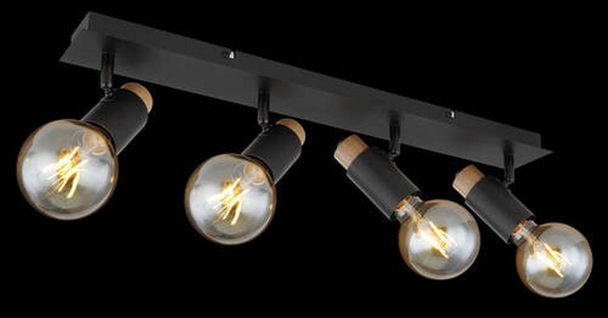Strahler 54045-4 - Dunkelbraun/Schwarz, Design, Holz/Metall (65,5/8/14,5cm) - Globo